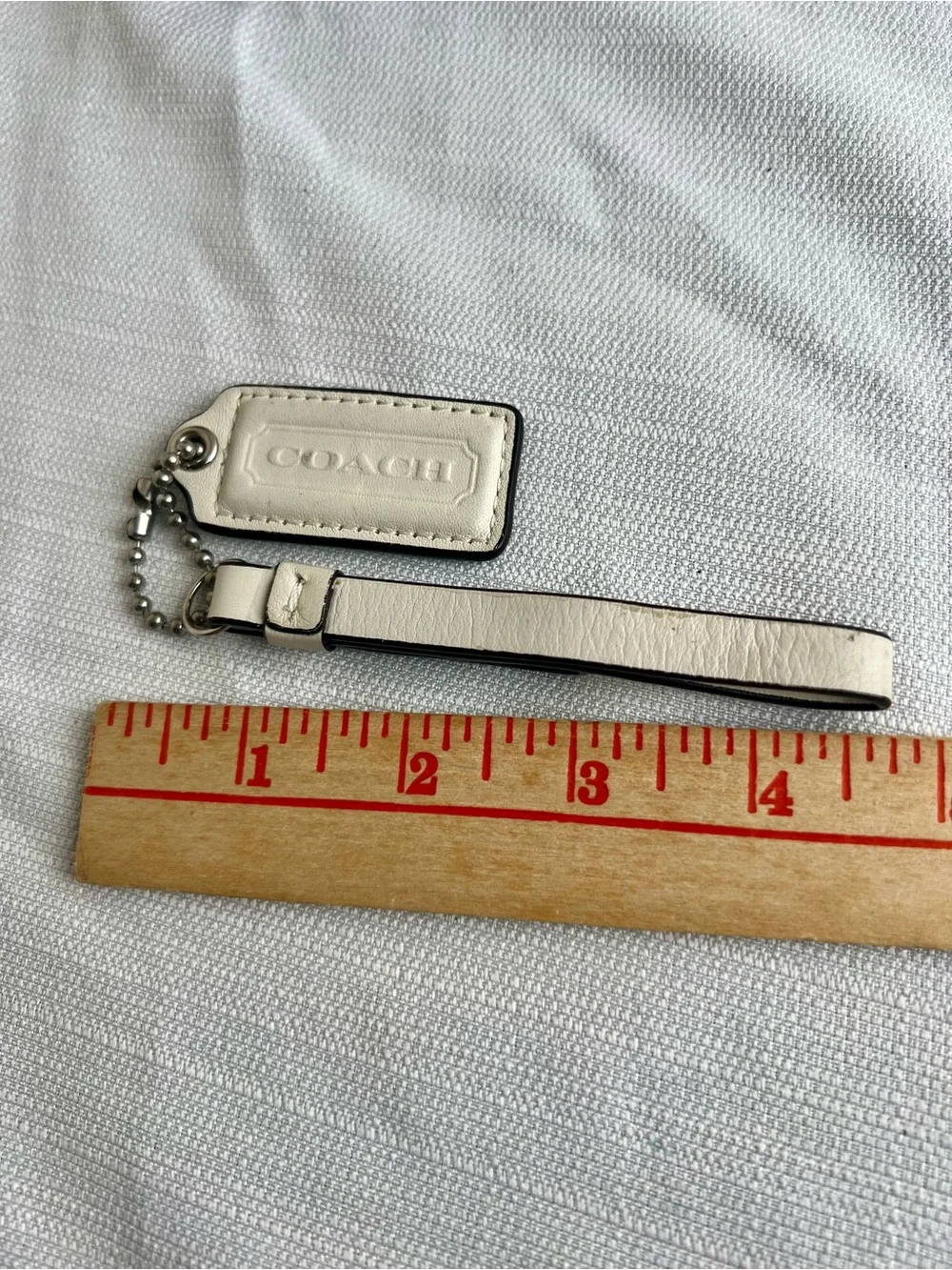 Coach White Leather Hang Tag and Loop Set